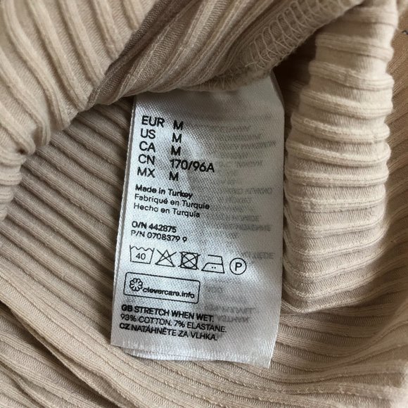 H&M Tan Ribbed Scoop NeckTop with Buttons - Picture 4 of 8